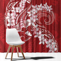 Red Polynesia Hammerhead Shark Tattoo With Plumeria Lei Window Curtain