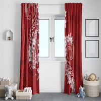 Red Polynesia Hammerhead Shark Tattoo With Plumeria Lei Window Curtain