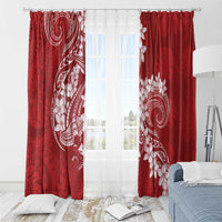 Red Polynesia Hammerhead Shark Tattoo With Plumeria Lei Window Curtain