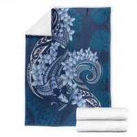 Navy Blue Polynesia Hammerhead Shark Tattoo With Plumeria Lei Blanket