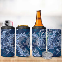 Navy Blue Polynesia Hammerhead Shark Tattoo With Plumeria Lei 4 in 1 Can Cooler Tumbler