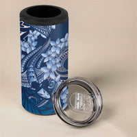 Navy Blue Polynesia Hammerhead Shark Tattoo With Plumeria Lei 4 in 1 Can Cooler Tumbler