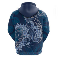 Navy Blue Polynesia Hammerhead Shark Tattoo With Plumeria Lei Hoodie
