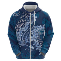 Navy Blue Polynesia Hammerhead Shark Tattoo With Plumeria Lei Hoodie