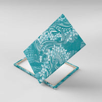 Teal Polynesia Hammerhead Shark Tattoo With Plumeria Lei Canvas Wall Art LT14 With Frame Teal - Polynesian Pride