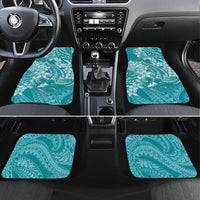 Teal Polynesia Hammerhead Shark Tattoo With Plumeria Lei Car Mats