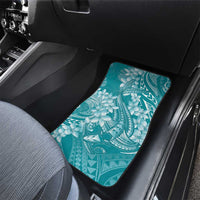 Teal Polynesia Hammerhead Shark Tattoo With Plumeria Lei Car Mats