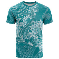 Teal Polynesia Hammerhead Shark Tattoo With Plumeria Lei T Shirt