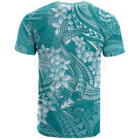 Teal Polynesia Hammerhead Shark Tattoo With Plumeria Lei T Shirt