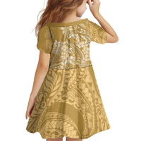 Yellow Polynesia Hammerhead Shark Tattoo With Plumeria Lei Family Matching Off The Shoulder Long Sleeve Dress and Hawaiian Shirt