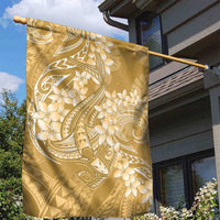 Yellow Polynesia Hammerhead Shark Tattoo With Plumeria Lei Garden Flag