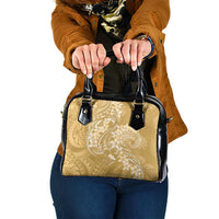 Yellow Polynesia Hammerhead Shark Tattoo With Plumeria Lei Shoulder Handbag