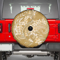 Yellow Polynesia Hammerhead Shark Tattoo With Plumeria Lei Spare Tire Cover