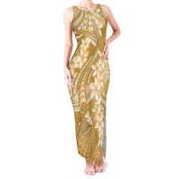 Yellow Polynesia Hammerhead Shark Tattoo With Plumeria Lei Tank Maxi Dress LT14 Women Yellow - Polynesian Pride