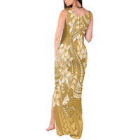 Yellow Polynesia Hammerhead Shark Tattoo With Plumeria Lei Tank Maxi Dress LT14 - Polynesian Pride