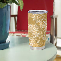 Yellow Polynesia Hammerhead Shark Tattoo With Plumeria Lei Tumbler Cup