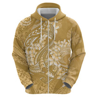 Yellow Polynesia Hammerhead Shark Tattoo With Plumeria Lei Zip Hoodie LT14 - Polynesian Pride