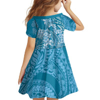 Blue Polynesia Hammerhead Shark Tattoo With Plumeria Lei Family Matching Summer Maxi Dress and Hawaiian Shirt