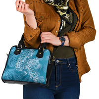 Blue Polynesia Hammerhead Shark Tattoo With Plumeria Lei Shoulder Handbag