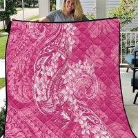 Pink Polynesia Hammerhead Shark Tattoo With Plumeria Lei Quilt