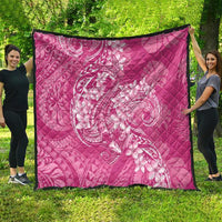 Pink Polynesia Hammerhead Shark Tattoo With Plumeria Lei Quilt