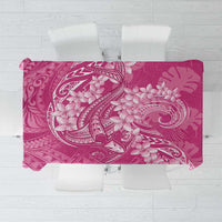 Pink Polynesia Hammerhead Shark Tattoo With Plumeria Lei Tablecloth