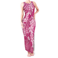 Pink Polynesia Hammerhead Shark Tattoo With Plumeria Lei Tank Maxi Dress LT14 Women Pink - Polynesian Pride