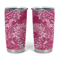 Pink Polynesia Hammerhead Shark Tattoo With Plumeria Lei Tumbler Cup LT14 Pink - Polynesian Pride