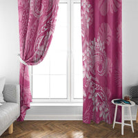 Pink Polynesia Hammerhead Shark Tattoo With Plumeria Lei Window Curtain