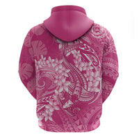 Pink Polynesia Hammerhead Shark Tattoo With Plumeria Lei Zip Hoodie LT14 - Polynesian Pride