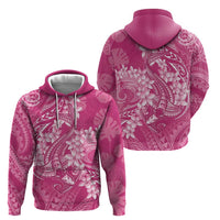 Pink Polynesia Hammerhead Shark Tattoo With Plumeria Lei Zip Hoodie LT14 - Polynesian Pride