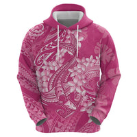 Pink Polynesia Hammerhead Shark Tattoo With Plumeria Lei Zip Hoodie LT14 - Polynesian Pride