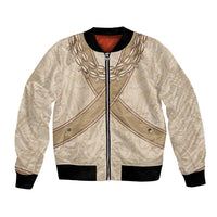 Mauri Ribaberiki Kiribati Bomber Jacket Cowrie Shells Lei Palm Leaf Weaving