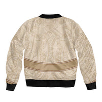 Mauri Ribaberiki Kiribati Bomber Jacket Cowrie Shells Lei Palm Leaf Weaving