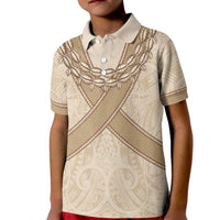 Mauri Ribaberiki Kiribati Kid Polo Shirt Cowrie Shells Lei Palm Leaf Weaving