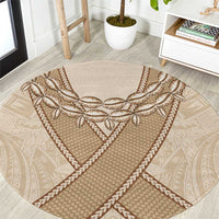 Mauri Ribaberiki Kiribati Round Carpet Cowrie Shells Lei Palm Leaf Weaving