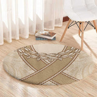 Mauri Ribaberiki Kiribati Round Carpet Cowrie Shells Lei Palm Leaf Weaving