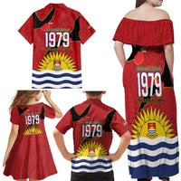 Mauri Kiribati Independence Day Family Matching Off Shoulder Maxi Dress and Hawaiian Shirt 1979 Proud National Frigatebird