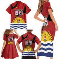 Mauri Kiribati Independence Day Family Matching Short Sleeve Bodycon Dress and Hawaiian Shirt 1979 Proud National Frigatebird