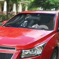 Black Hafa Adai Guam Auto Sun Shade Chamorro Latte Stone Hand With Plumeria - Polynesian Pride