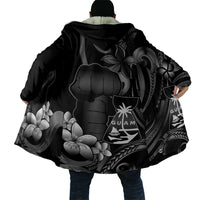 Black Hafa Adai Guam Cloak Chamorro Latte Stone Hand With Plumeria - Polynesian Pride