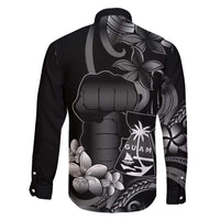 Black Hafa Adai Guam Family Matching Off Shoulder Maxi Dress and Hawaiian Shirt Chamorro Latte Stone Hand With Plumeria