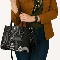 Black Hafa Adai Guam Leather Bag Chamorro Latte Stone Hand With Plumeria - Polynesian Pride