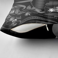 Black Hafa Adai Guam Pillow Cover Chamorro Latte Stone Hand With Plumeria - Polynesian Pride