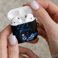 Blue Hafa Adai Guam AirPods Case Chamorro Latte Stone Hand With Plumeria - Polynesian Pride