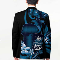 Blue Hafa Adai Guam Blazer Chamorro Latte Stone Hand With Plumeria - Polynesian Pride