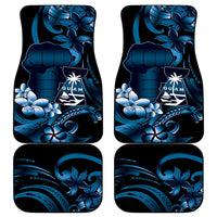 Blue Hafa Adai Guam Car Mats Chamorro Latte Stone Hand With Plumeria