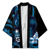 Blue Hafa Adai Guam Kimono Chamorro Latte Stone Hand With Plumeria - Polynesian Pride