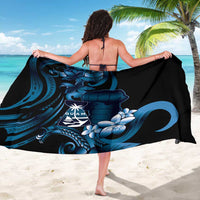Blue Hafa Adai Guam Sarong Chamorro Latte Stone Hand With Plumeria
