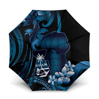 Blue Hafa Adai Guam Umbrella Chamorro Latte Stone Hand With Plumeria - Polynesian Pride